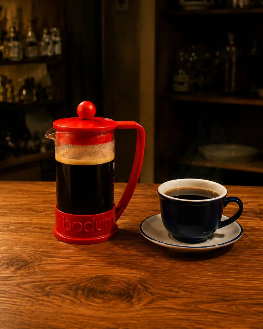 Café servido desde una prensa francesa